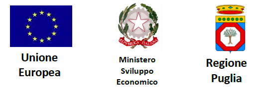 Logo Unione Europea, Logo Ministero Sviluppo Economico e Logo Regione Puglia