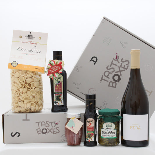 Box ricetta orecchiette con le cime di rapa e vino bianco Edda Cantine San Marzano - TastyBoxes